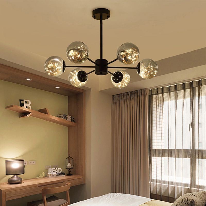 Suspension haricot magique style nordique boule de verre gypsophile