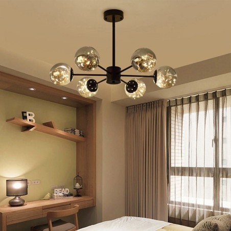 Suspension haricot magique style nordique boule de verre gypsophile Suspension haricot magique style nordique boule de verre gypsophile