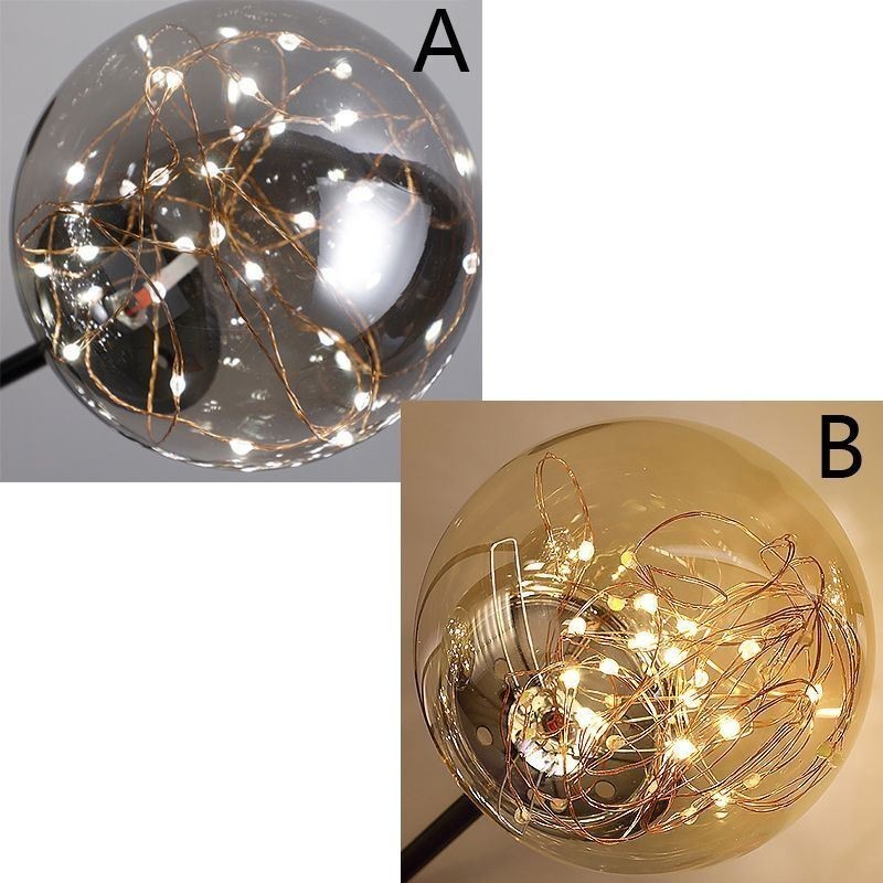 Suspension haricot magique style nordique boule de verre gypsophile