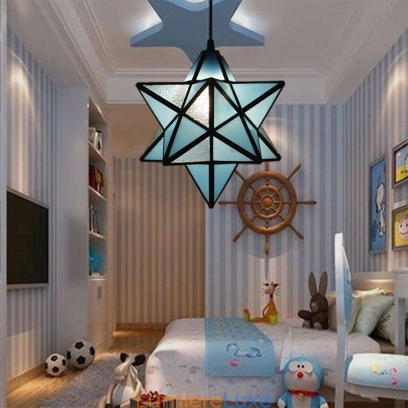 Suspension européenne en vitrail, lampe suspendue créative en forme d'étoile