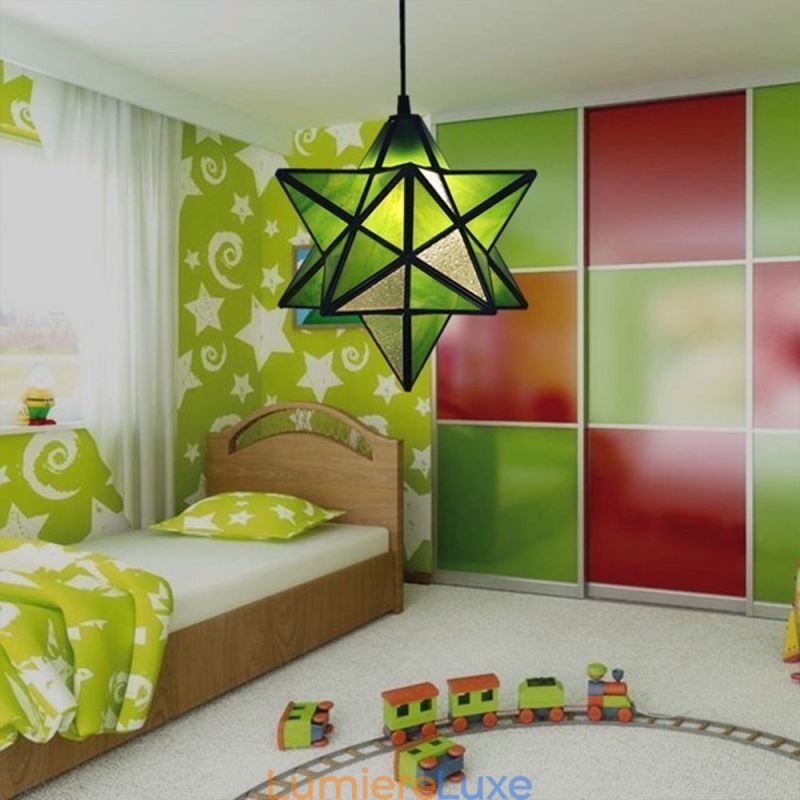 Suspension européenne en vitrail, lampe suspendue créative en forme d'étoile