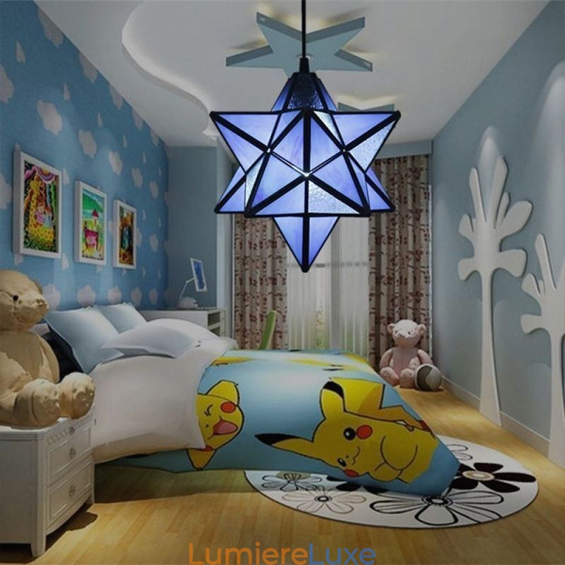 Suspension européenne en vitrail, lampe suspendue créative en forme d'étoile