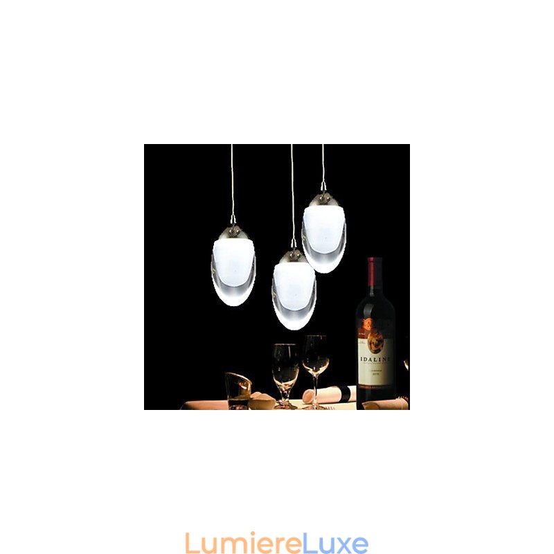 Lustre suspendu en verre chromé moderne, contemporain, traditionnel, classique et campagnard