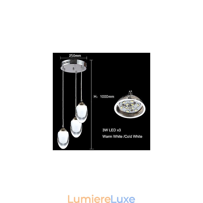 Lustre suspendu en verre chromé moderne, contemporain, traditionnel, classique et campagnard