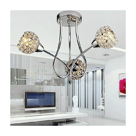 Plafonnier moderne et brillant à 3 lampes au design cristal Plafonnier moderne et brillant à 3 lampes au design cristal
