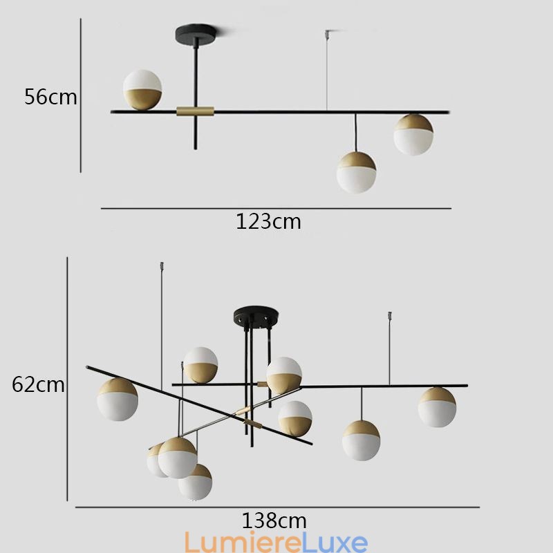 Lustre boule de verre plafonnier