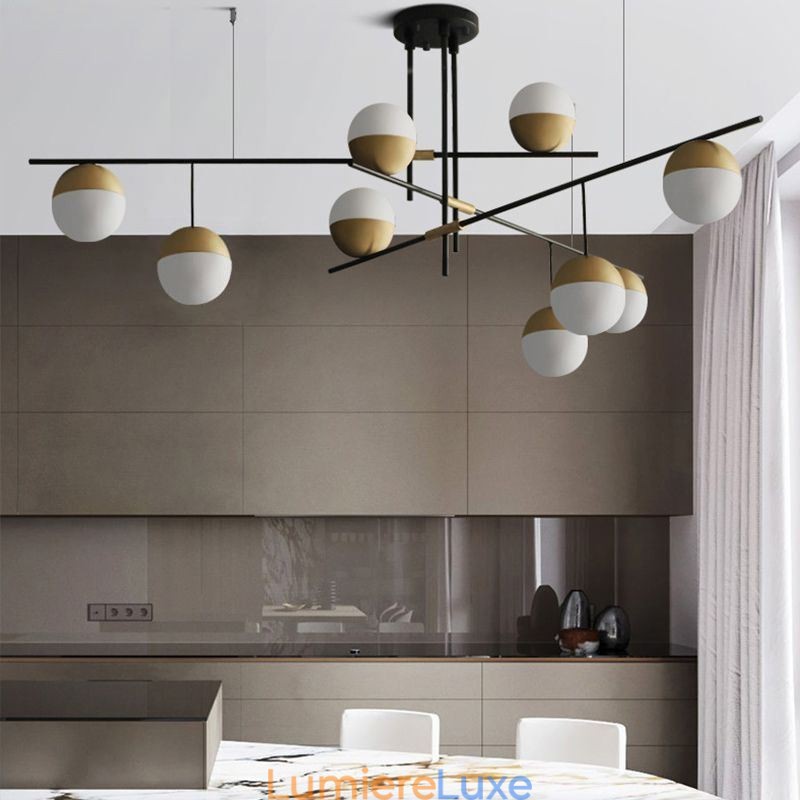 Lustre boule de verre plafonnier