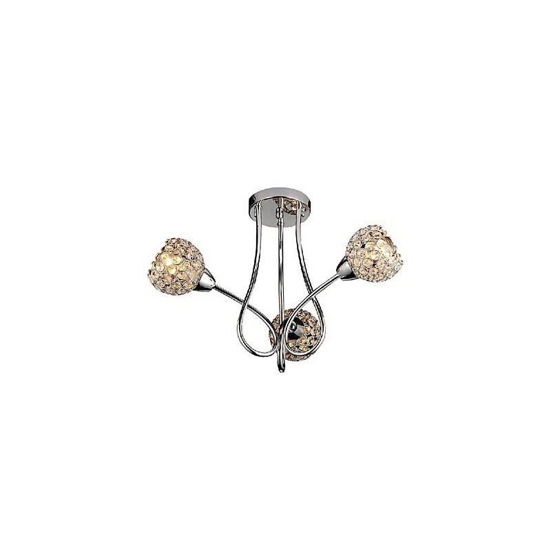 Plafonnier moderne et brillant à 3 lampes au design cristal