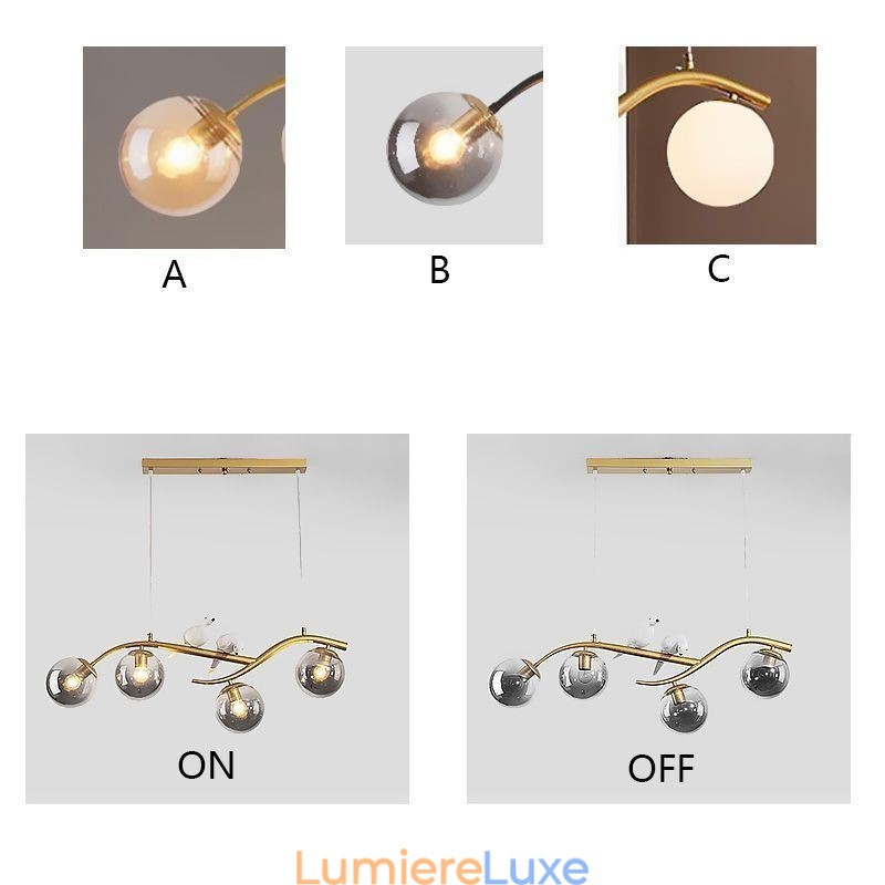 Suspension branche minimaliste moderne 4 lampes décoratives
