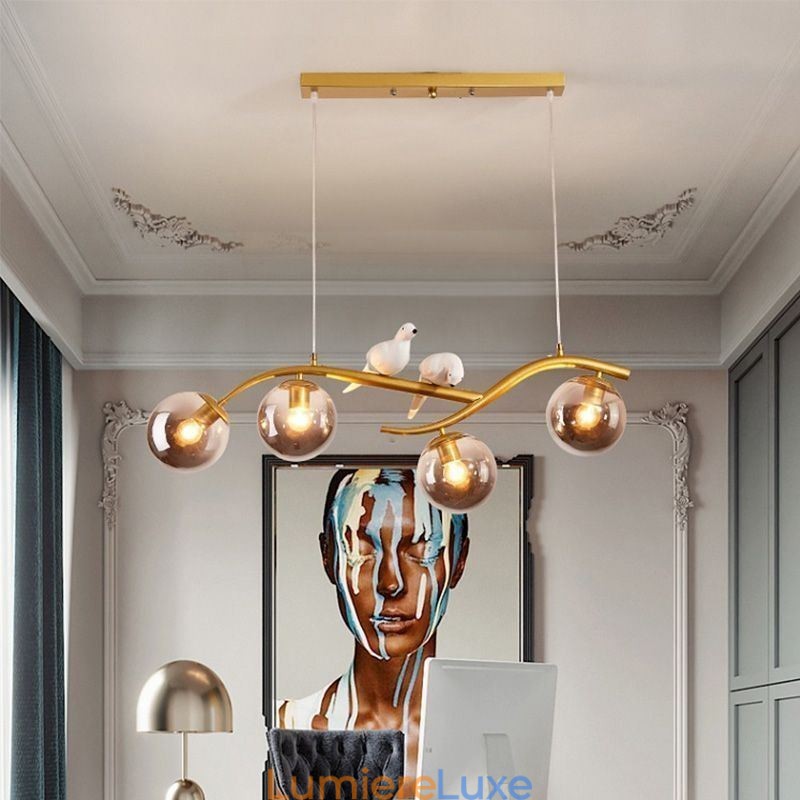 Suspension branche minimaliste moderne 4 lampes décoratives