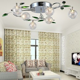 Lustre 6 lumières Country Aluminium Verre Chrome