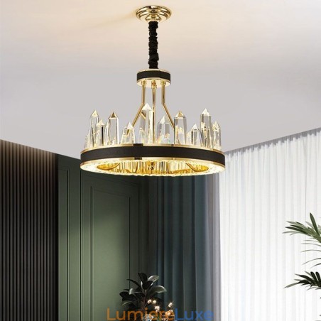 Suspension en cristal moderne Plafonnier circulaire en cristal Suspension en cristal moderne Plafonnier circulaire en cristal
