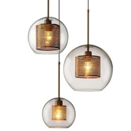 Suspension minimaliste en verre à 3 lumières, plafonnier îlot