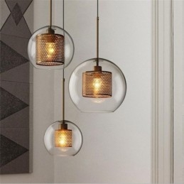 Suspension minimaliste en verre à 3 lumières, plafonnier îlot