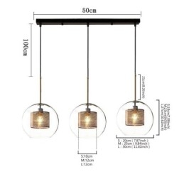 Suspension minimaliste en verre à 3 lumières, plafonnier îlot