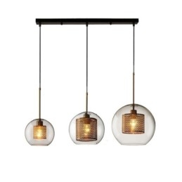 Suspension minimaliste en verre à 3 lumières, plafonnier îlot