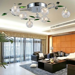 Lustre 6 lumières Country Aluminium Verre Chrome