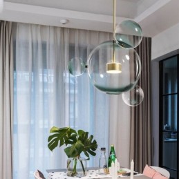 Suspension à bulles de verre, plafonnier dégradé vert