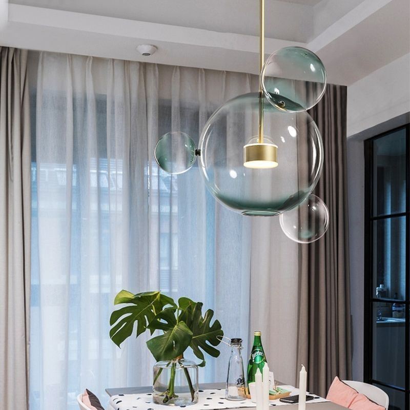 Suspension à bulles de verre, plafonnier dégradé vert