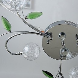 Lustre 6 lumières Country Aluminium Verre Chrome