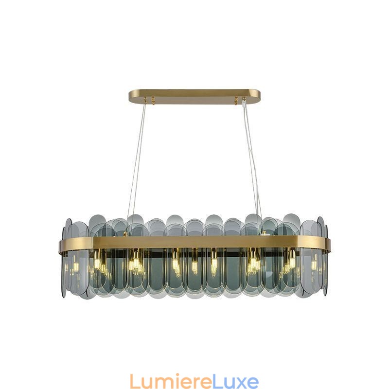 Suspension en verre minimaliste, plafonnier rectangulaire de couleur unique, îlot