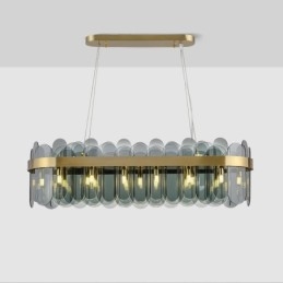 Suspension en verre minimaliste, plafonnier rectangulaire de couleur unique, îlot