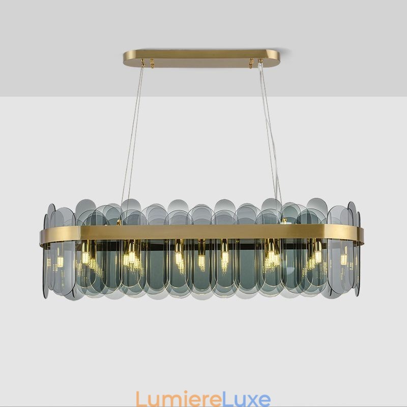 Suspension en verre minimaliste, plafonnier rectangulaire de couleur unique, îlot