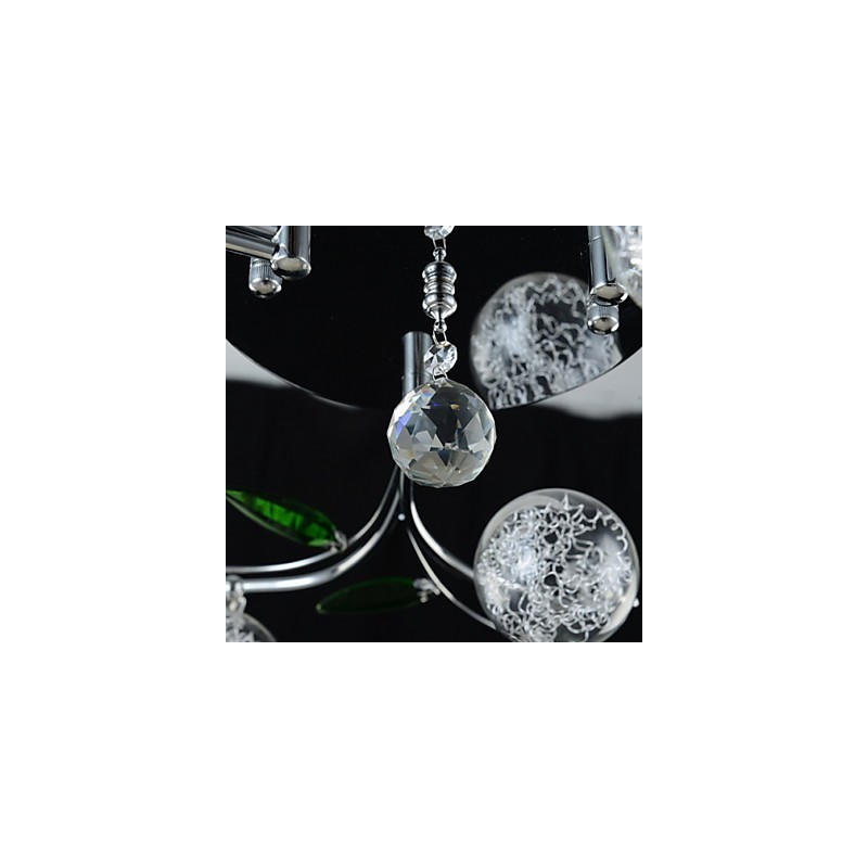 Lustre 6 lumières Country Aluminium Verre Chrome