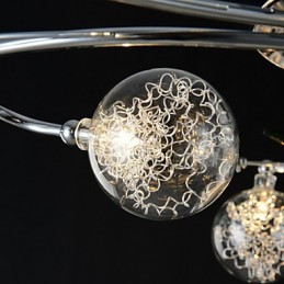 Lustre 6 lumières Country Aluminium Verre Chrome