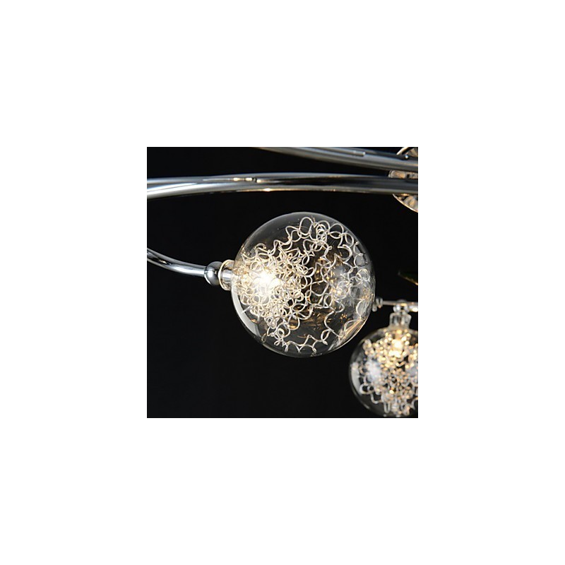 Lustre 6 lumières Country Aluminium Verre Chrome