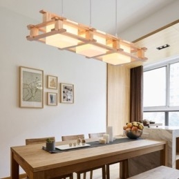 Lampe suspendue créative à 3 lumières en chêne, plafonnier décoratif en bois pour café