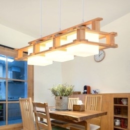 Lampe suspendue créative à 3 lumières en chêne, plafonnier décoratif en bois pour café