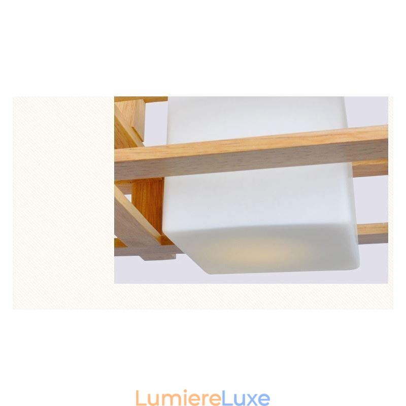 Lampe suspendue créative à 3 lumières en chêne, plafonnier décoratif en bois pour café