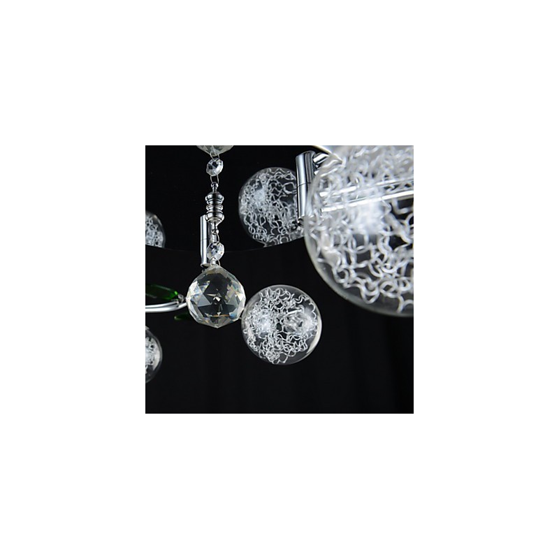 Lustre 6 lumières Country Aluminium Verre Chrome