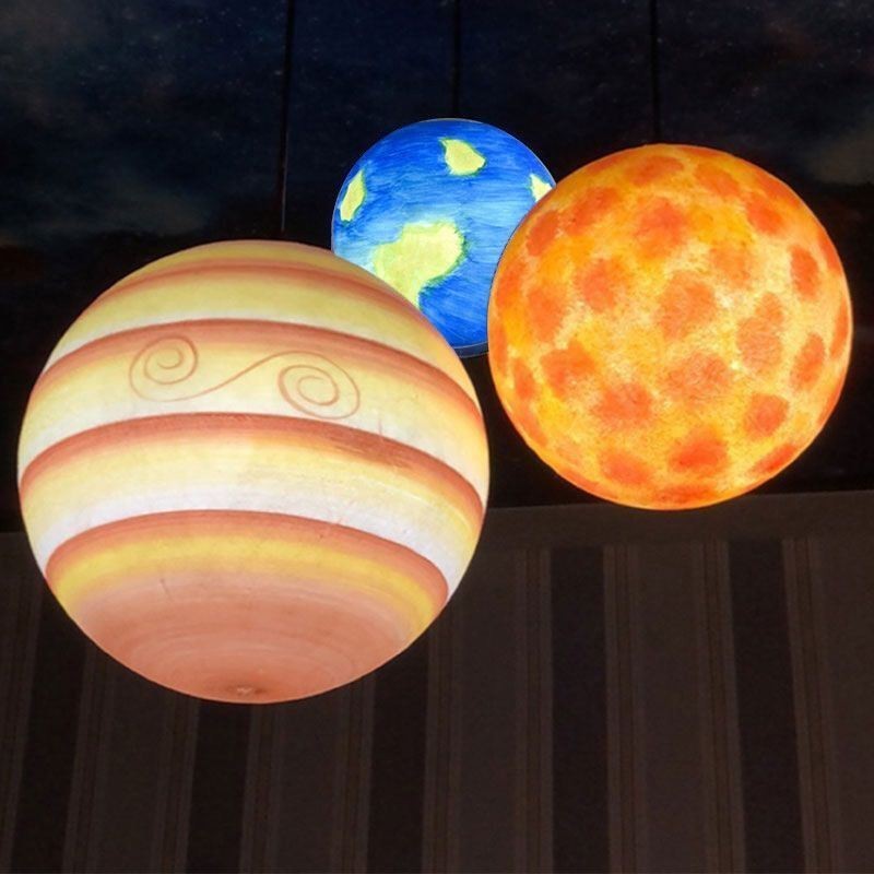 Lampe à suspension au design nordique, lustre unique représentant les planètes du système solaire