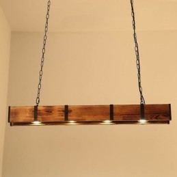 Suspension rectangulaire en bois de style industriel pour îlot de cuisine