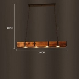 Suspension rectangulaire en bois de style industriel pour îlot de cuisine