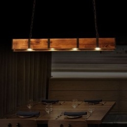 Suspension rectangulaire en bois de style industriel pour îlot de cuisine