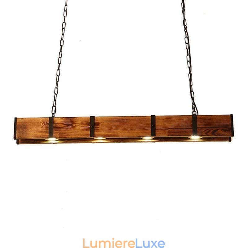 Suspension rectangulaire en bois de style industriel pour îlot de cuisine
