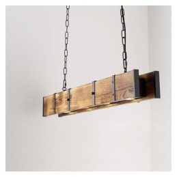 Suspension rectangulaire en bois de style industriel pour îlot de cuisine