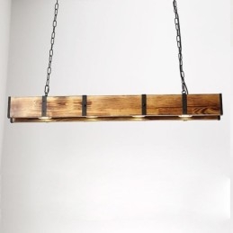 Suspension rectangulaire en bois de style industriel pour îlot de cuisine