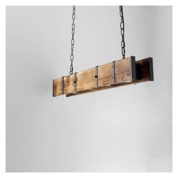 Suspension rectangulaire en bois de style industriel pour îlot de cuisine
