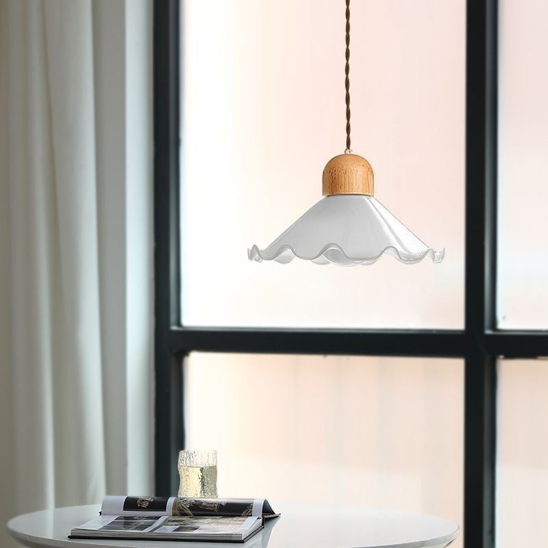 Lampe suspendue moderne en verre et dentelle à tête unique