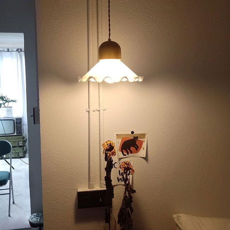 Lampe suspendue moderne en verre et dentelle à tête unique