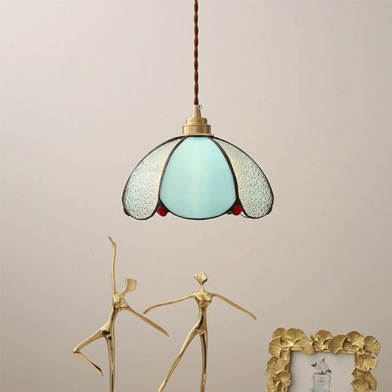 Suspension minimaliste en verre à pétales, lampe suspendue en verre à tête unique