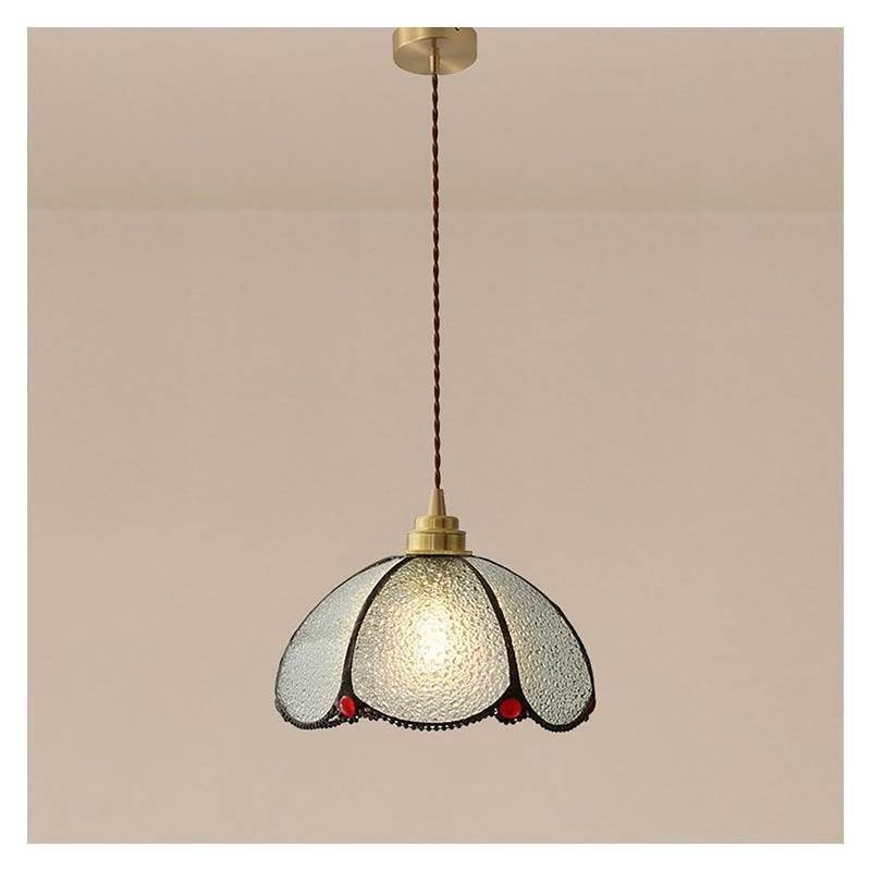 Suspension minimaliste en verre à pétales, lampe suspendue en verre à tête unique