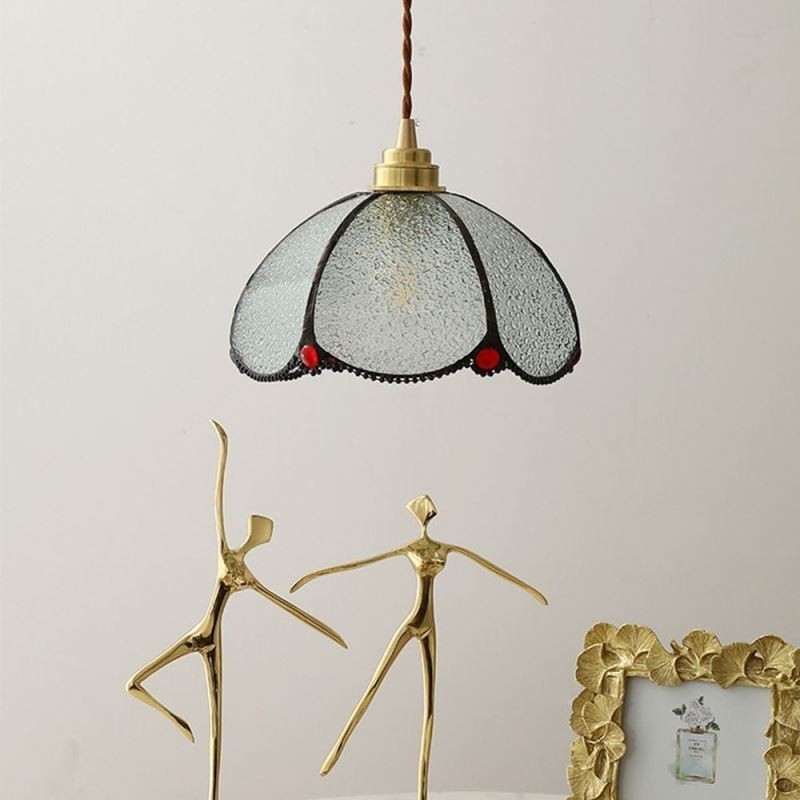 Suspension minimaliste en verre à pétales, lampe suspendue en verre à tête unique