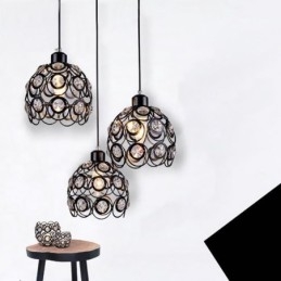 Idées de lampes suspendues en fer et cristal creux pour îlot