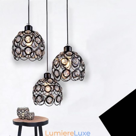 Idées de lampes suspendues en fer et cristal creux pour îlot Idées de lampes suspendues en fer et cristal creux pour îlot