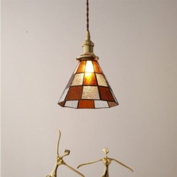 Lampe suspendue rétro en verre à treillis, style japonais